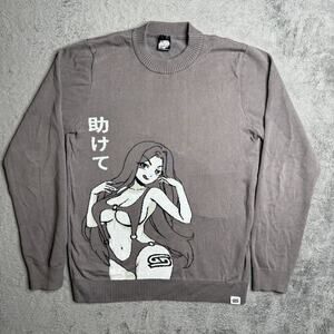 GamerSupps GG Waifu Cups Sweater Anime Manga Hot Girl Sweatshirt Gray Men M